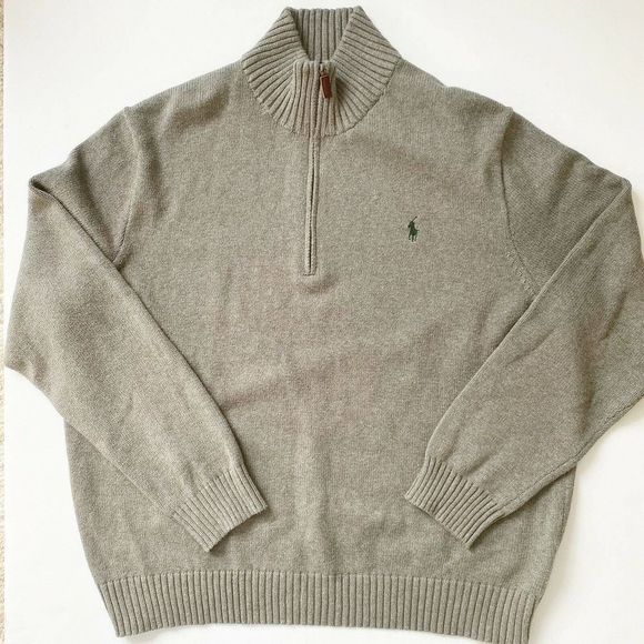 Polo Ralph Lauren Pullover Sweater Quarter Zip Estate Rib Cotton Size XXL